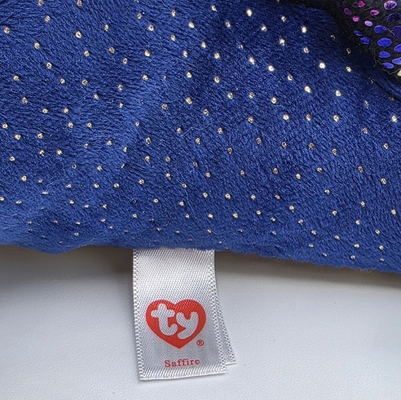 Ty Beanies Boos Saffire Blue & Gold Dragon Plush - Picture 7 of 12